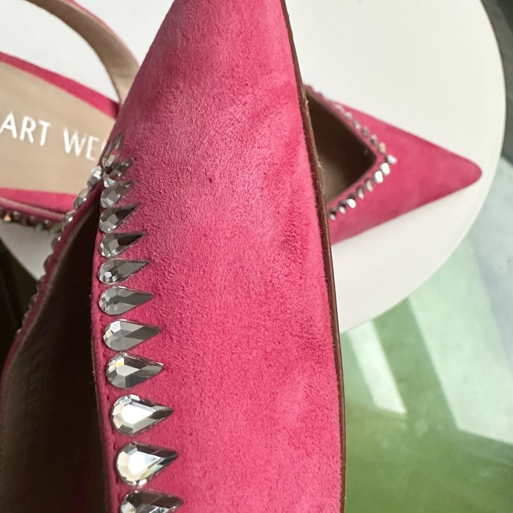 🌺 STUART WEITZMAN🌺 Gemcut Xcurve 100 Slingback Pink Pump size 9.5 - Picture 10 of 17